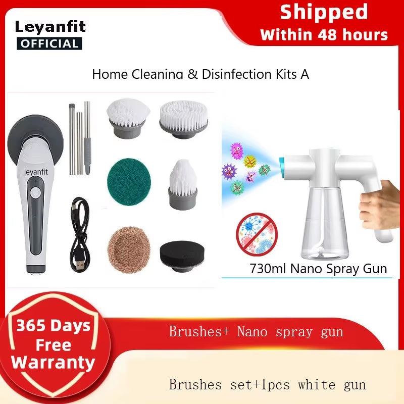 IPX8 Waterproof 6 in 1 Electric Cleaning Brush Electric Spin Scrubber Electric Cleaning Tools Kitchen Bathroom Cleaning Gadgets