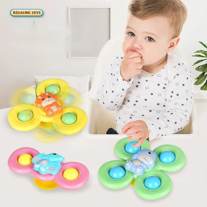 3PCS Suction Cup Spinner Bath Toys for Kids Sensory Stress Relief Spinning Educational Toys Baby Rotating Rattle Fidget Gifts