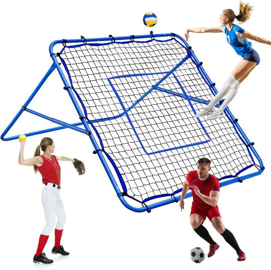 Winthai Volleyball Rebounder Net, Soccer Baseball Rebound Pitchback Net, 4X4Ft Adjustable Target Practice Nets, Easy Setup Softball Bounce Back Trainer Equipment, Improve Sport Training Skills for Backyard Football Accessories Kit Popper Sportsball