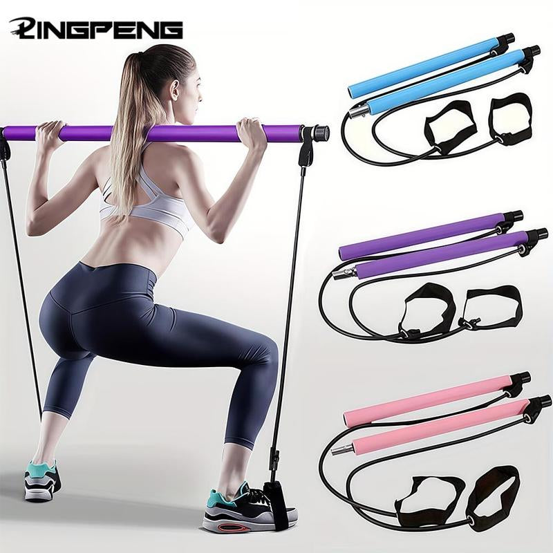 Multifunctional Pilates Stick, 1 Set Back Training Elastic Rope, Yoga Resistance Band, Fitness Equipment for Home Gym Workout