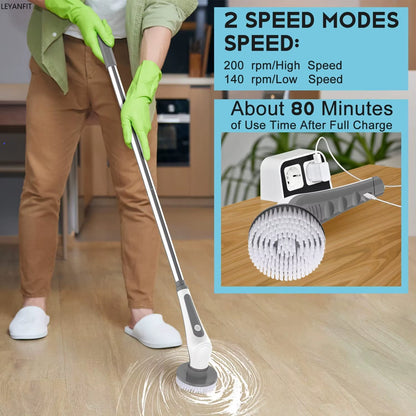 IPX8 Waterproof 6 in 1 Electric Cleaning Brush Electric Spin Scrubber Electric Cleaning Tools Kitchen Bathroom Cleaning Gadgets