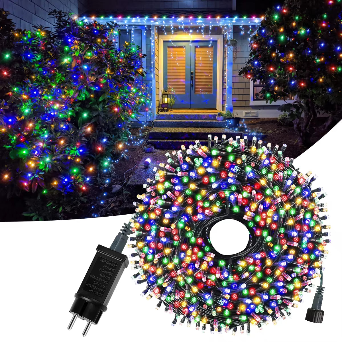 Outdoor Garden LED String Light Christmas Fairy Lights Waterproof Garland Lamp for Home Courtyard Holiday New Year Party Decor