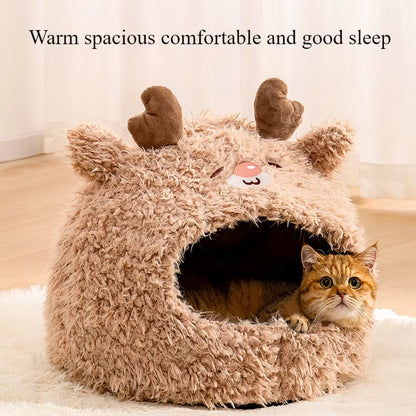 Very Soft Pet Cat House Deep Sleep Comfortable Cats Bed Warm Plush Pet Beds Suitable for Small and Medium-Sized Cats/Dog Beds
