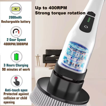 Cordless Spin Scrubber Electric Multipurpose Cleaning Brush for Kitchen Bathroom Toilet - Household Hair Brushes and Mops