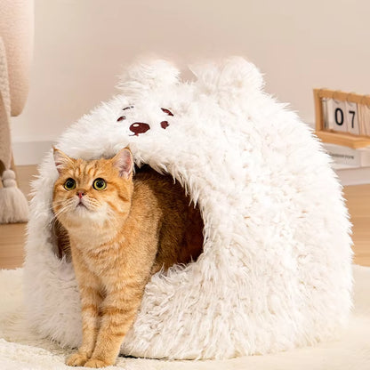 Very Soft Pet Cat House Deep Sleep Comfortable Cats Bed Warm Plush Pet Beds Suitable for Small and Medium-Sized Cats/Dog Beds