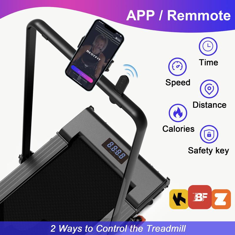 8.7MPH LICHICO Treadmill with 4-Level Incline, Flat/Incline Modes, Remote Control, Quiet Motor, Stable 2-In-1 Running Machine for Home & Office Fitness