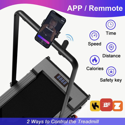 8.7MPH LICHICO Treadmill with 4-Level Incline, Flat/Incline Modes, Remote Control, Quiet Motor, Stable 2-In-1 Running Machine for Home & Office Fitness