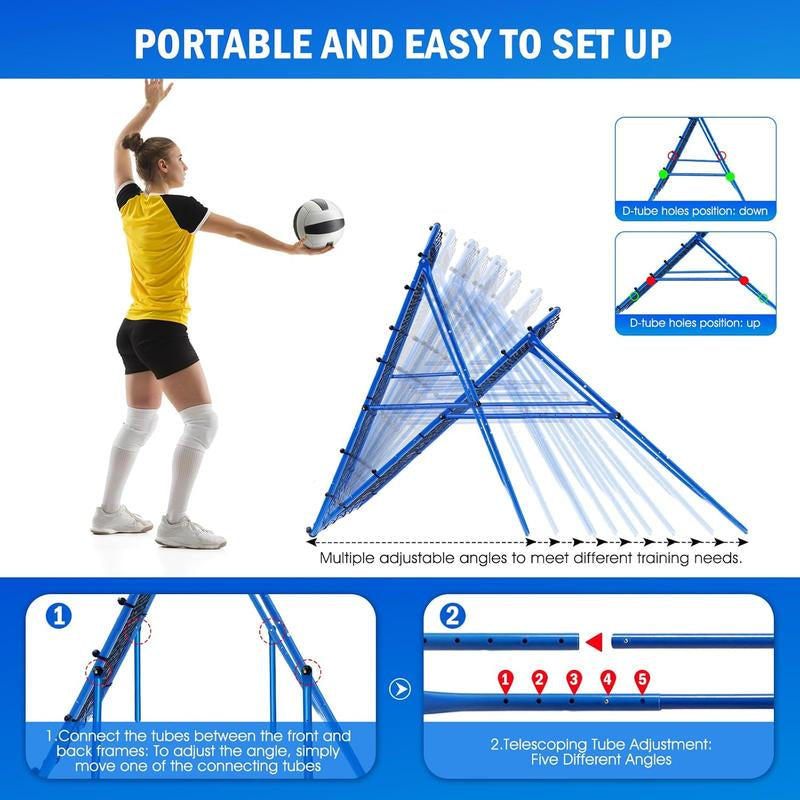 Winthai Volleyball Rebounder Net, Soccer Baseball Rebound Pitchback Net, 4X4Ft Adjustable Target Practice Nets, Easy Setup Softball Bounce Back Trainer Equipment, Improve Sport Training Skills for Backyard Football Accessories Kit Popper Sportsball