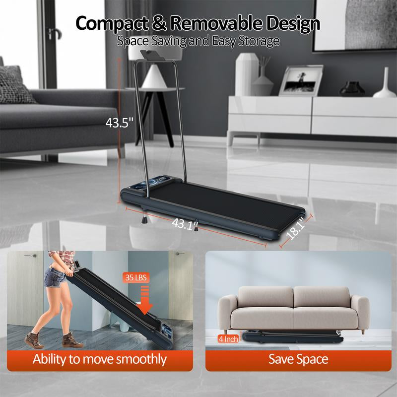 AN SMART QUEEN Walking Pad with Incline and Handle Bar, 3 in 1 under Desk Treadmill with Handles, 2.5HP Low Noise Treadmills for Home Small Space with Remote Control, Portable Treadmills for Home Office
