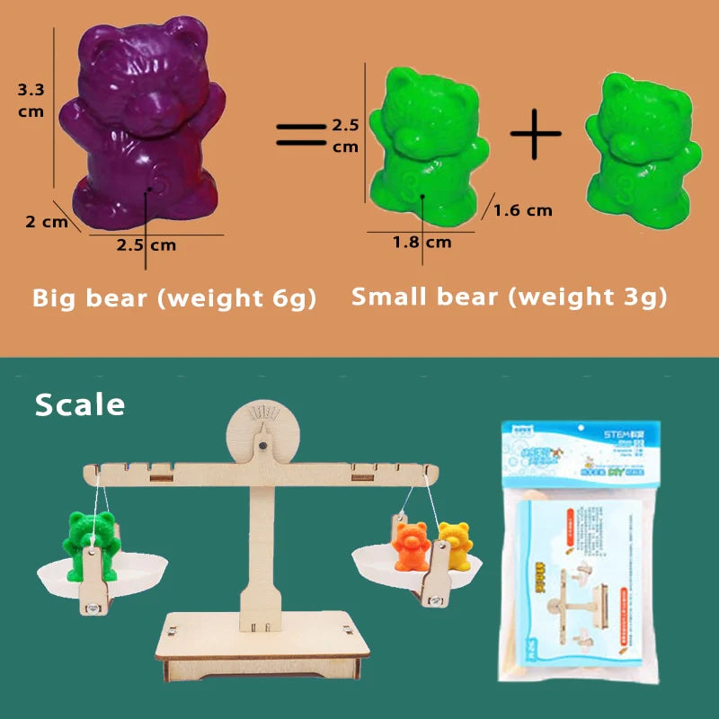 Montessori Toys Box Rainbow Stack Cups Counting Bears Color Weights Sensory Toys