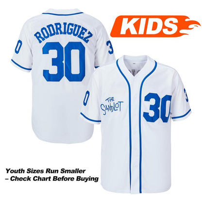 Youth #30 Benny the Jet Rodriguez #5 Michael Squints the Sandlot Movie Baseball Jersey,Christmas,Summer,Stitched S-XL