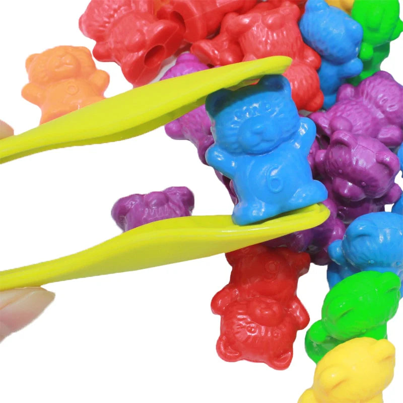 Montessori Toys Box Rainbow Stack Cups Counting Bears Color Weights Sensory Toys