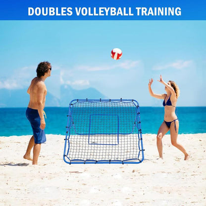 Winthai Volleyball Rebounder Net, Soccer Baseball Rebound Pitchback Net, 4X4Ft Adjustable Target Practice Nets, Easy Setup Softball Bounce Back Trainer Equipment, Improve Sport Training Skills for Backyard Football Accessories Kit Popper Sportsball