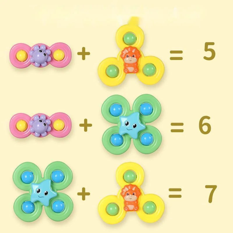 3PCS Suction Cup Spinner Bath Toys for Kids Sensory Stress Relief Spinning Educational Toys Baby Rotating Rattle Fidget Gifts