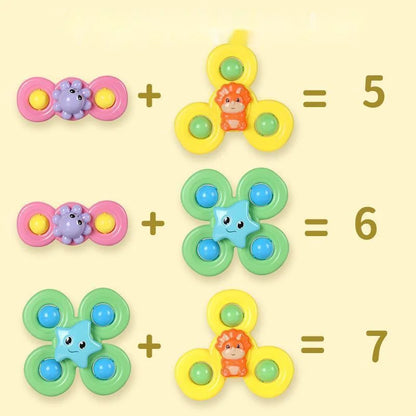 3PCS Suction Cup Spinner Bath Toys for Kids Sensory Stress Relief Spinning Educational Toys Baby Rotating Rattle Fidget Gifts