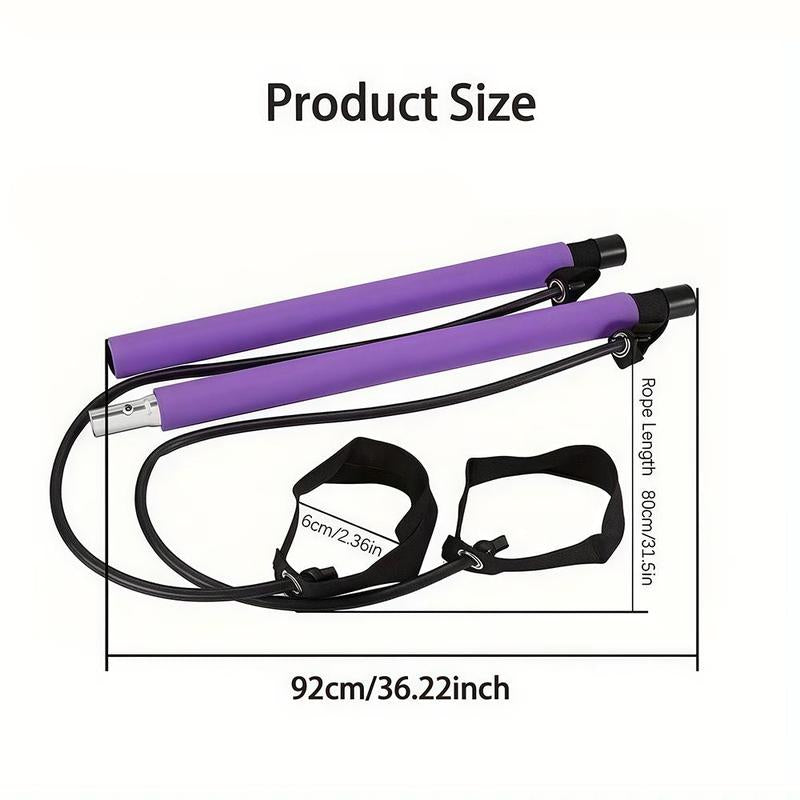 Multifunctional Pilates Stick, 1 Set Back Training Elastic Rope, Yoga Resistance Band, Fitness Equipment for Home Gym Workout