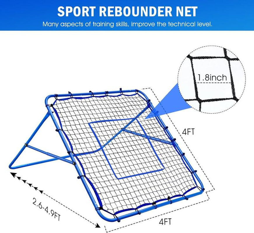 Winthai Volleyball Rebounder Net, Soccer Baseball Rebound Pitchback Net, 4X4Ft Adjustable Target Practice Nets, Easy Setup Softball Bounce Back Trainer Equipment, Improve Sport Training Skills for Backyard Football Accessories Kit Popper Sportsball
