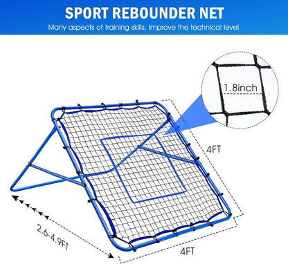 Winthai Volleyball Rebounder Net, Soccer Baseball Rebound Pitchback Net, 4X4Ft Adjustable Target Practice Nets, Easy Setup Softball Bounce Back Trainer Equipment, Improve Sport Training Skills for Backyard Football Accessories Kit Popper Sportsball
