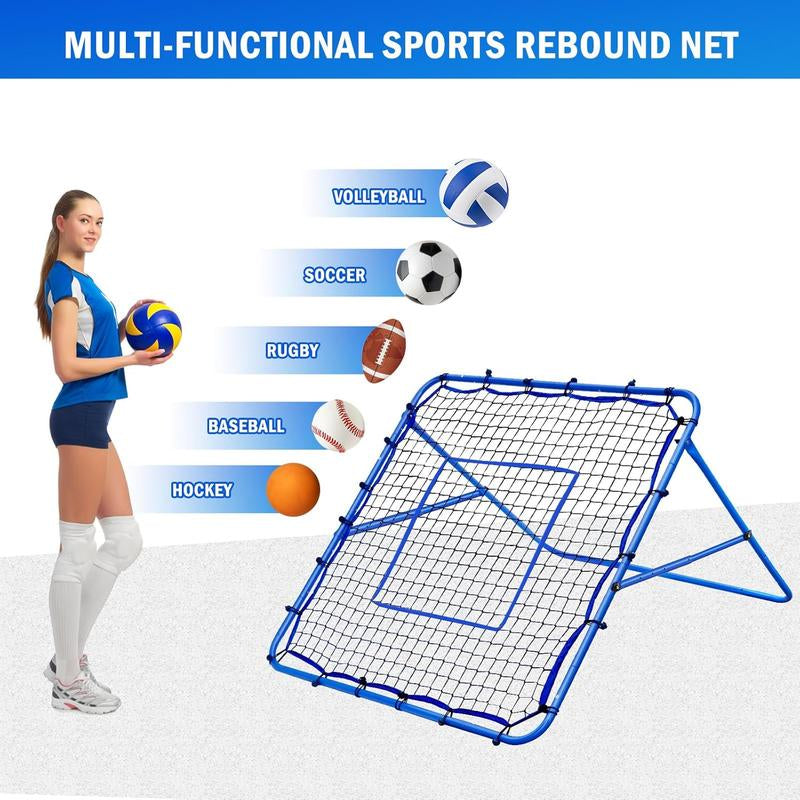 Winthai Volleyball Rebounder Net, Soccer Baseball Rebound Pitchback Net, 4X4Ft Adjustable Target Practice Nets, Easy Setup Softball Bounce Back Trainer Equipment, Improve Sport Training Skills for Backyard Football Accessories Kit Popper Sportsball
