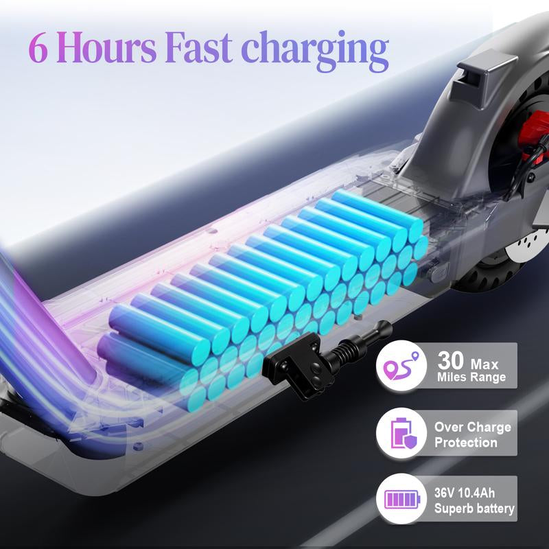 TST Vs4 Series Electric Scooter Adults, 20 Miles Range & 19 MPH Adult Electric Scooter, 10" Rear Solid Tire, Folding Commute E Scooter, Rear Wheel Drive Sport Scooter with Cruise Control, APP Control