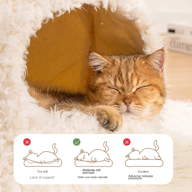 Very Soft Pet Cat House Deep Sleep Comfortable Cats Bed Warm Plush Pet Beds Suitable for Small and Medium-Sized Cats/Dog Beds