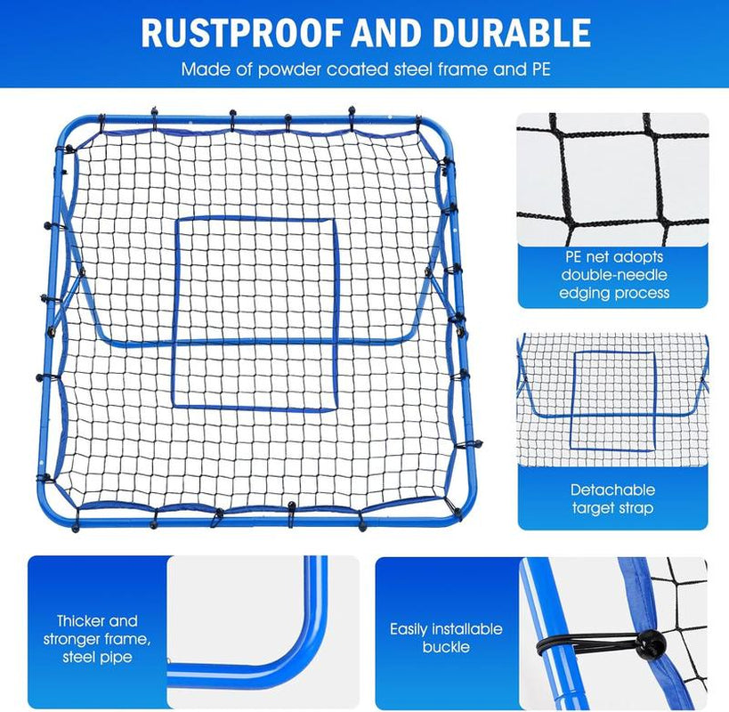 Winthai Volleyball Rebounder Net, Soccer Baseball Rebound Pitchback Net, 4X4Ft Adjustable Target Practice Nets, Easy Setup Softball Bounce Back Trainer Equipment, Improve Sport Training Skills for Backyard Football Accessories Kit Popper Sportsball