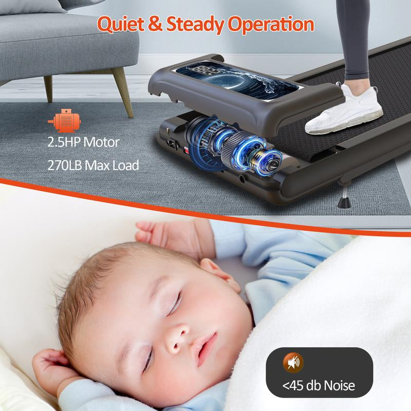 AN SMART QUEEN Walking Pad with Incline and Handle Bar, 3 in 1 under Desk Treadmill with Handles, 2.5HP Low Noise Treadmills for Home Small Space with Remote Control, Portable Treadmills for Home Office