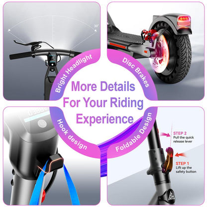 TST Vs4 Series Electric Scooter Adults, 20 Miles Range & 19 MPH Adult Electric Scooter, 10" Rear Solid Tire, Folding Commute E Scooter, Rear Wheel Drive Sport Scooter with Cruise Control, APP Control