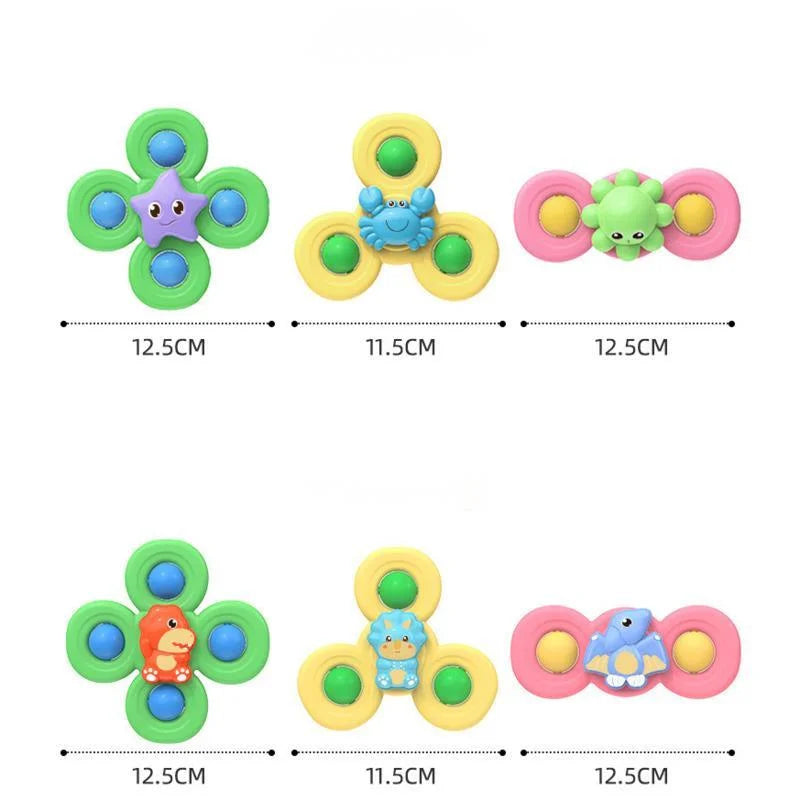 3PCS Suction Cup Spinner Bath Toys for Kids Sensory Stress Relief Spinning Educational Toys Baby Rotating Rattle Fidget Gifts