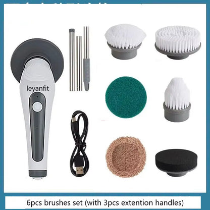 IPX8 Waterproof 6 in 1 Electric Cleaning Brush Electric Spin Scrubber Electric Cleaning Tools Kitchen Bathroom Cleaning Gadgets