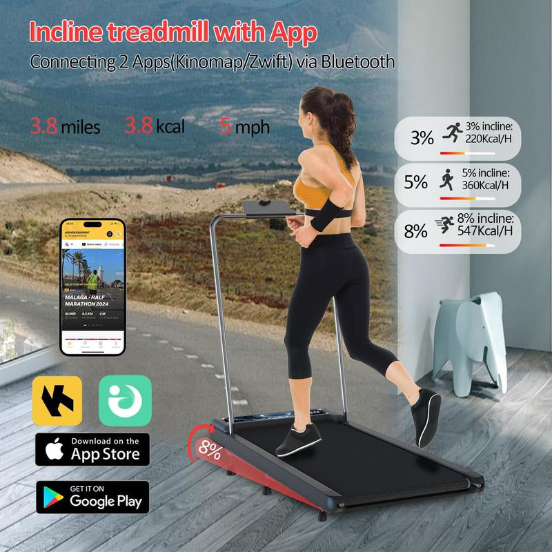 AN SMART QUEEN Walking Pad with Incline and Handle Bar, 3 in 1 under Desk Treadmill with Handles, 2.5HP Low Noise Treadmills for Home Small Space with Remote Control, Portable Treadmills for Home Office