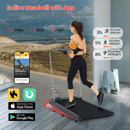 AN SMART QUEEN Walking Pad with Incline and Handle Bar, 3 in 1 under Desk Treadmill with Handles, 2.5HP Low Noise Treadmills for Home Small Space with Remote Control, Portable Treadmills for Home Office
