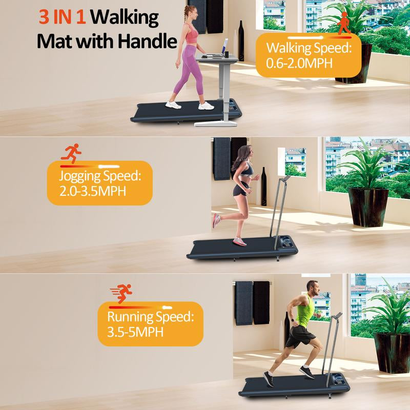 AN SMART QUEEN Walking Pad with Incline and Handle Bar, 3 in 1 under Desk Treadmill with Handles, 2.5HP Low Noise Treadmills for Home Small Space with Remote Control, Portable Treadmills for Home Office