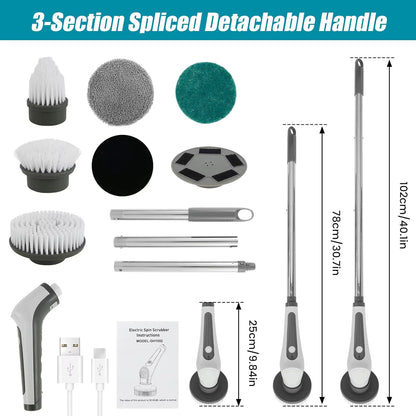 IPX8 Waterproof 6 in 1 Electric Cleaning Brush Electric Spin Scrubber Electric Cleaning Tools Kitchen Bathroom Cleaning Gadgets