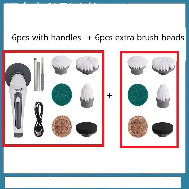 IPX8 Waterproof 6 in 1 Electric Cleaning Brush Electric Spin Scrubber Electric Cleaning Tools Kitchen Bathroom Cleaning Gadgets