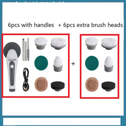 IPX8 Waterproof 6 in 1 Electric Cleaning Brush Electric Spin Scrubber Electric Cleaning Tools Kitchen Bathroom Cleaning Gadgets